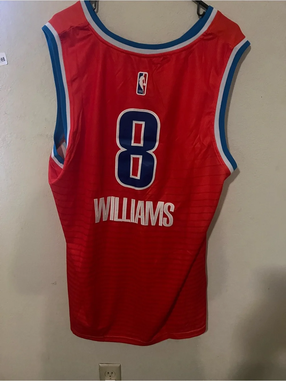 JALEN WILLIAMS #8 OKC THUNDER MENS/UNISEX XL STITCHED JERSEY ORANGE